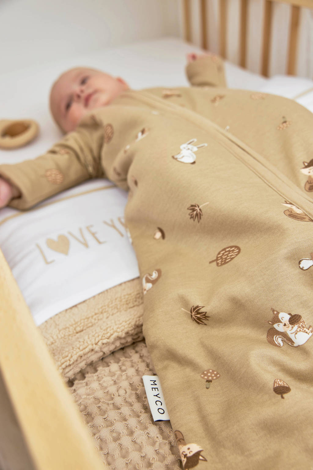 baby slaapzak met afritsbare mouwen Forest Animals sand