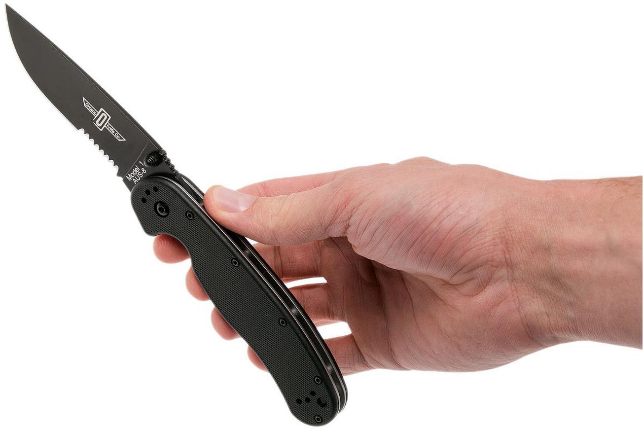 Ontario RAT-1 BS serrated edge zwart, 8847