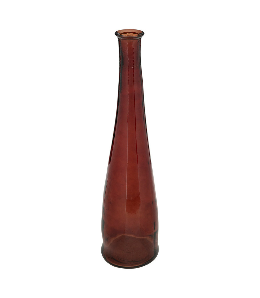 Vase long en verre recyclé rouge ambre d. 18 x h. 80 cm
