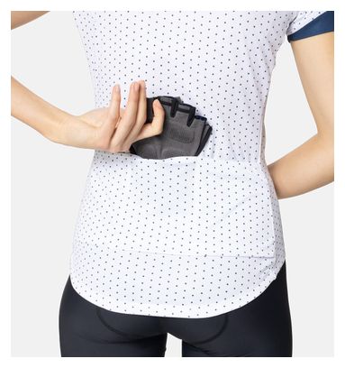 Maillot Manches Courtes Zippé Odlo Essential Femme Blanc / Bleu
