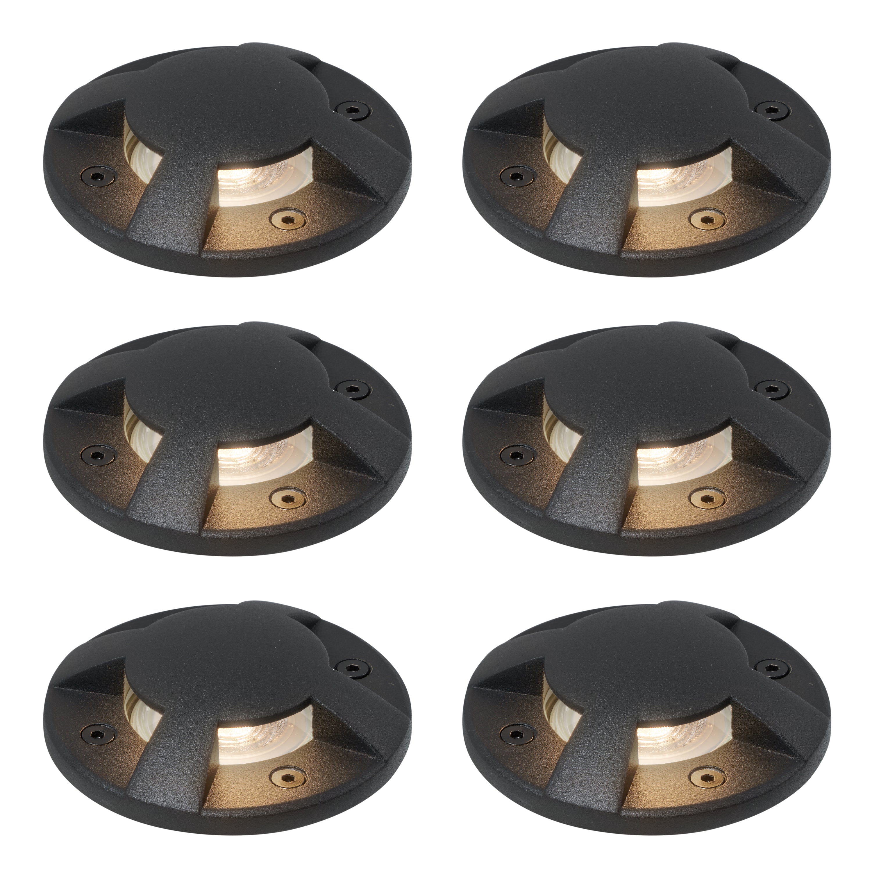 QAZQA Set van 6 moderne grondspots zwart GU10 50mm 4-lichts effect