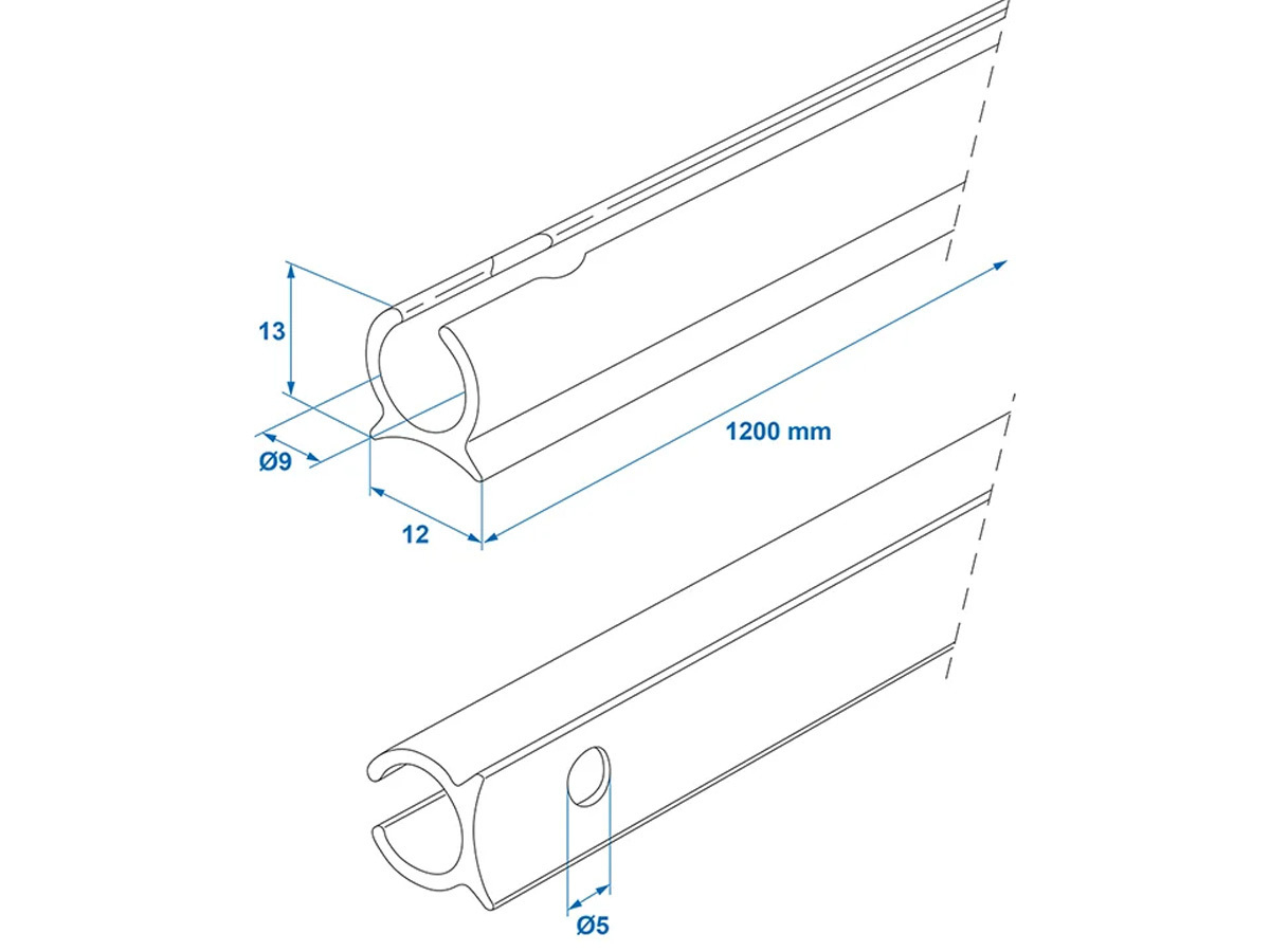 ProPlus 90° 120 cm aluminium tentrail