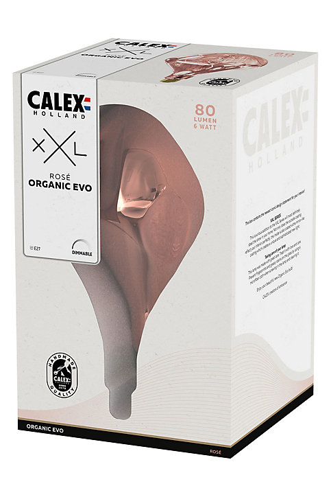 Ampoule LED filament dimmable E27 80lm blanc chaud Calex rose Ø16,5 x L.28cm