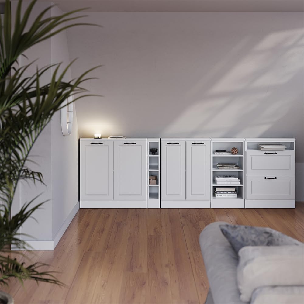 Vicco Dachschrägenschrank-Set Rion, Weiß Landhaus/Weiß, 5er Set