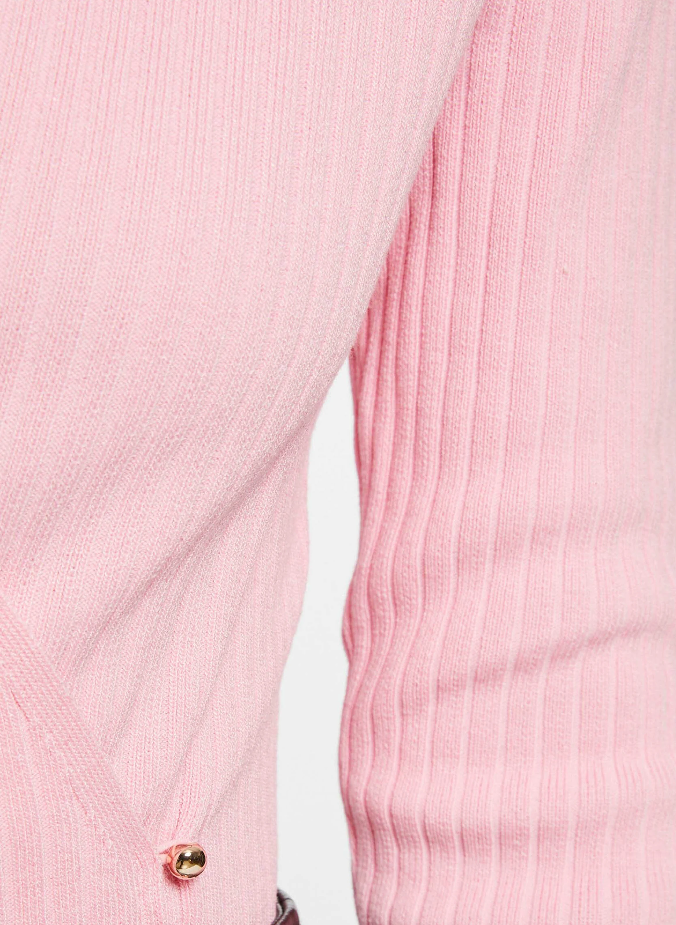 MCAT - Pull ajusté col cache-coeur en maille| Rose
