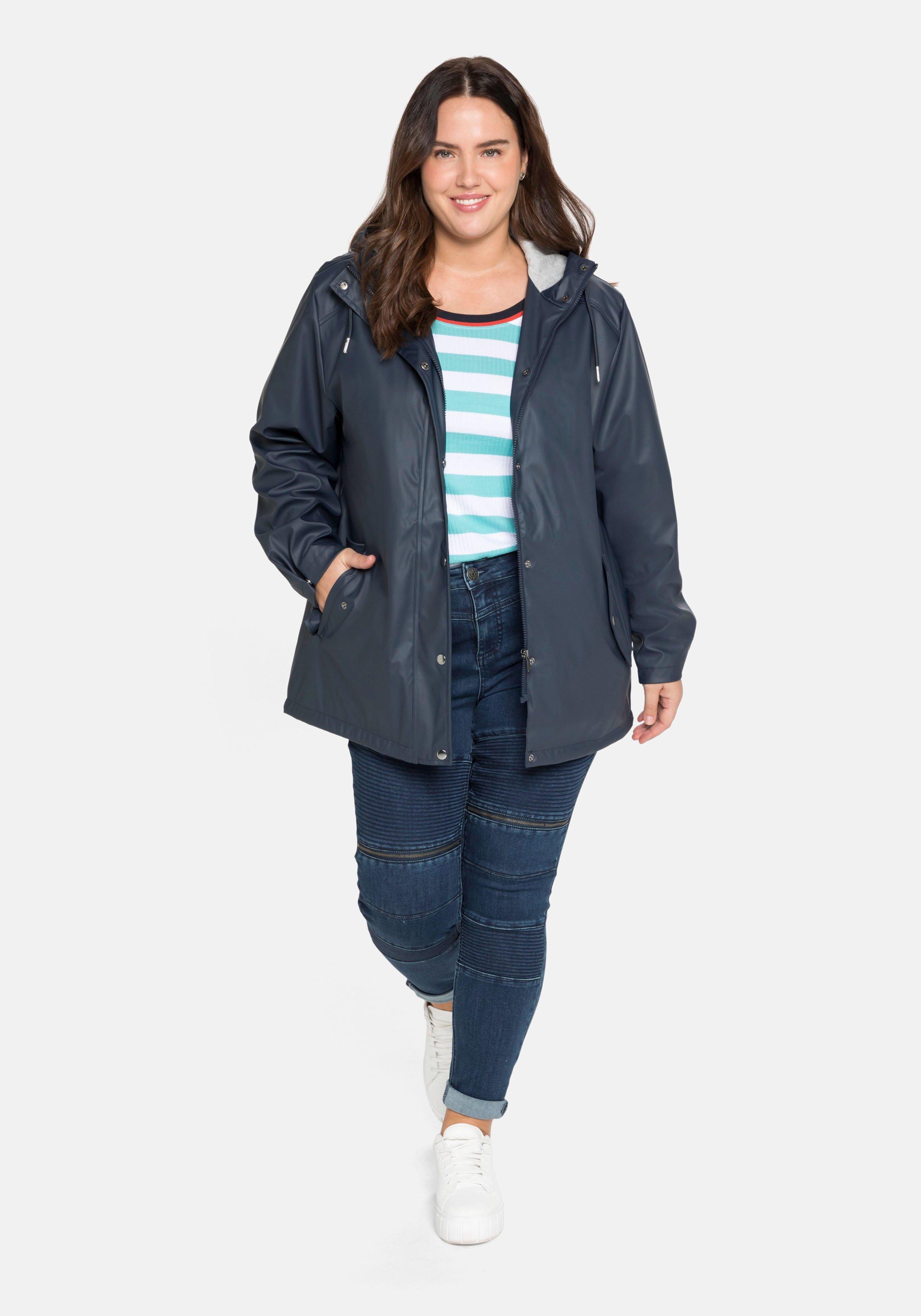 Regenjacke mit Jerseyfutter, hinten länger als vorn