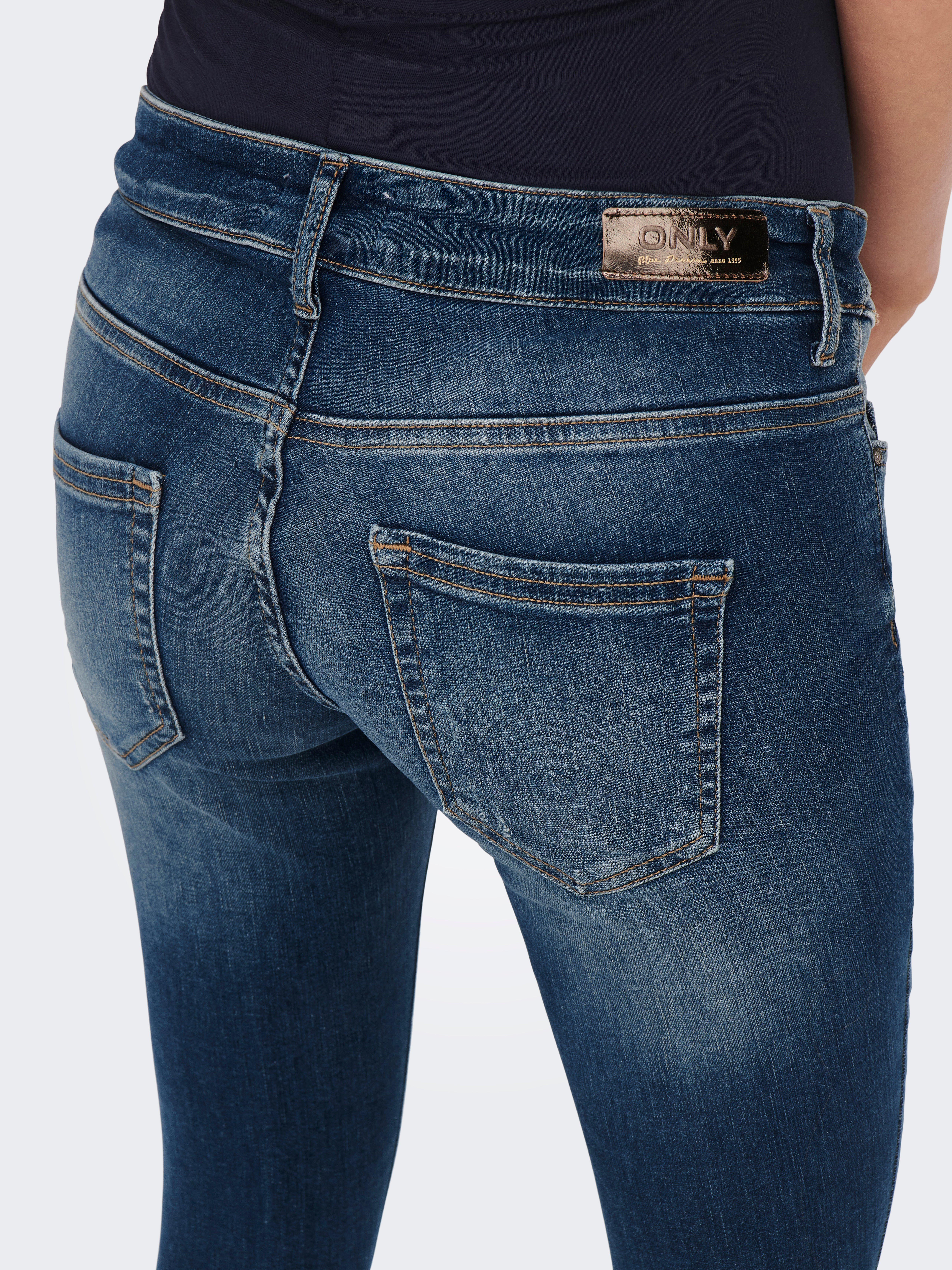 OLMBLUSH Mittlere Taille Skinny Fit Jeans Dark Medium Blue Denim