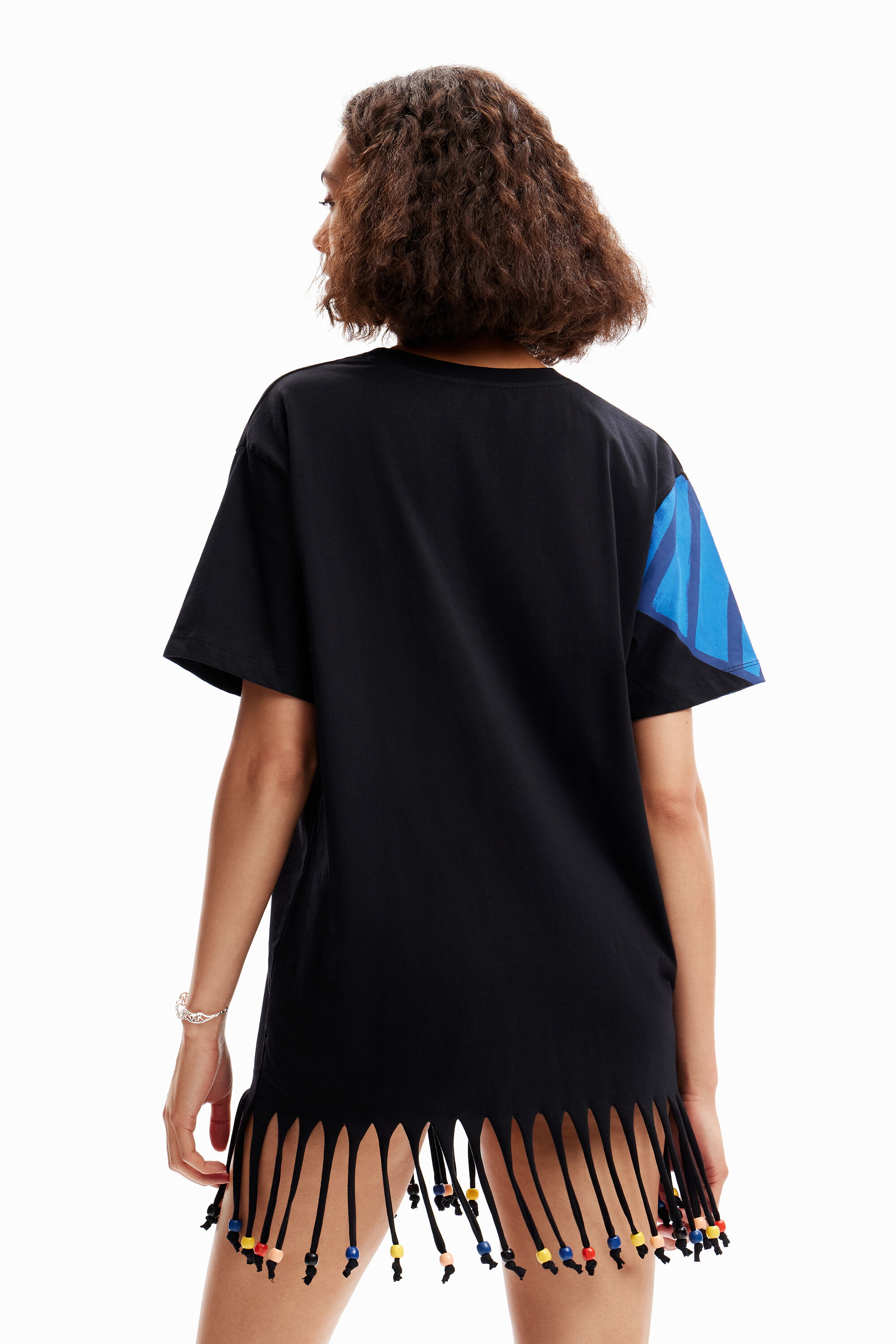 T-shirt oversize tropical perles