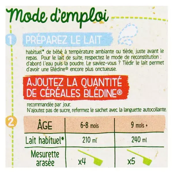 Blédina Blédine Céréales Blé & Vanille +6m 400g