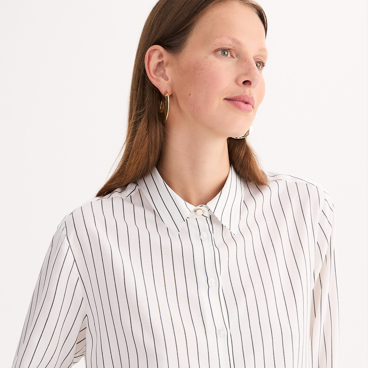 ANNE WEYBURN<br>Camisa listrada de mangas compridas