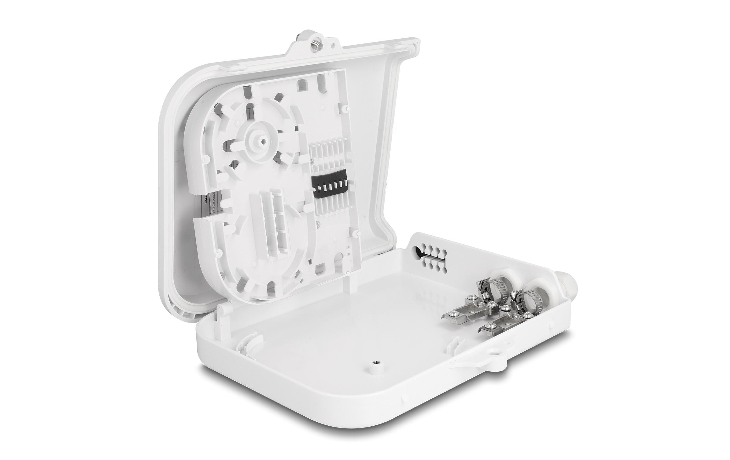 LWL Verteilerbox IP65, 8 Port, WeissDelock LWL Verteilerbox für Innen- und Aussenbereich IP65 wasserfest abschliessbar 8 Port weiss