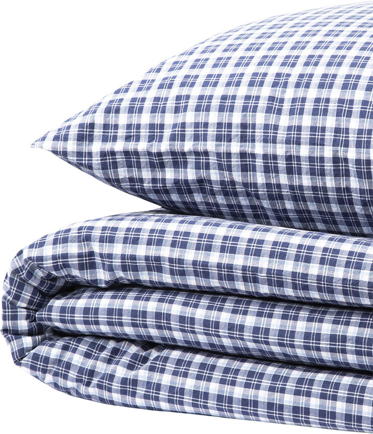 Magasin du Nord Collection Check washed percale 140x220cm navy/white