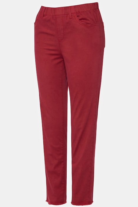 7/8-Slimhose, schmale Passform, 4-Pocket, Fransensaum, mit recyceltem Polyester