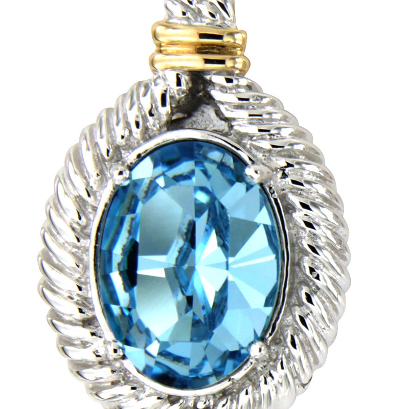 Pendentif en Argent 925 orné de cristal de Swarovski Bleu
