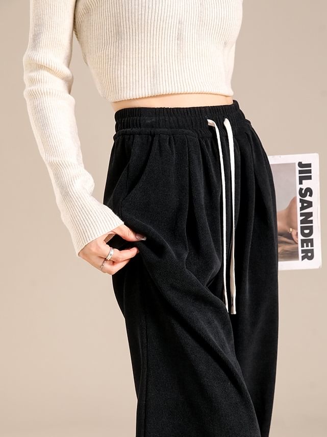 evanesce - Corduroy broek met hoge taille en wijde pijpen