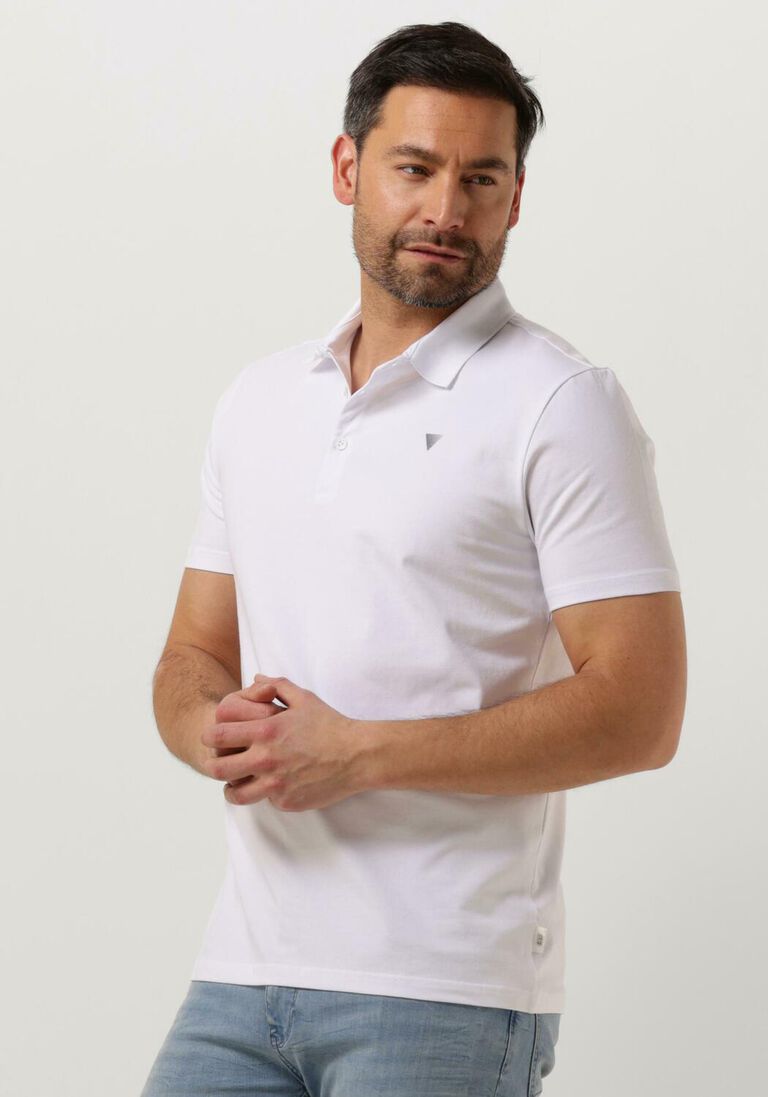PUREWHITE witte purewhite polo polo with button placket and small print on chest