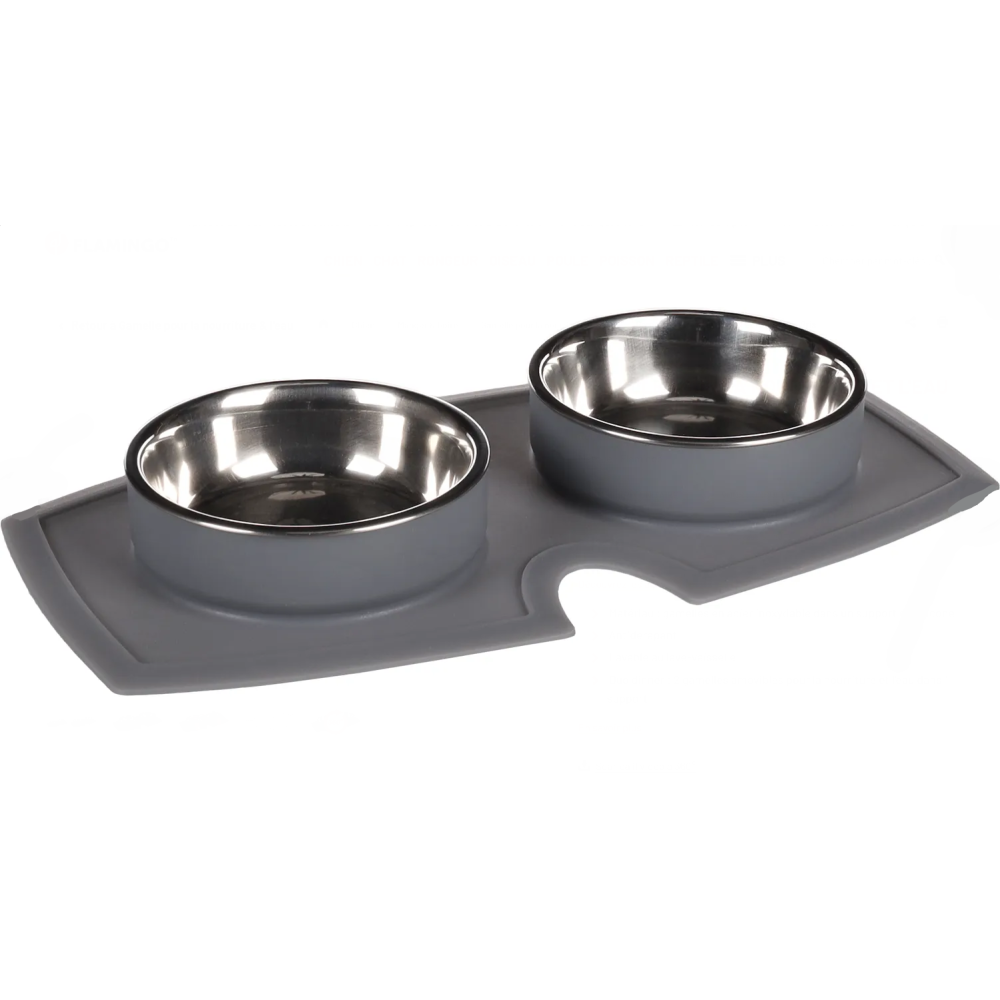 Gamelle et abreuvoir 210ml avec tapis en silicone anti-dérapant pour chat