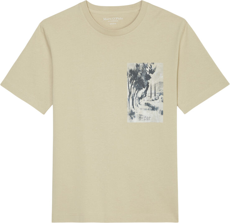 Marc O’Polo T-shirt, short sleeve, seasonal log Pure cashmere
