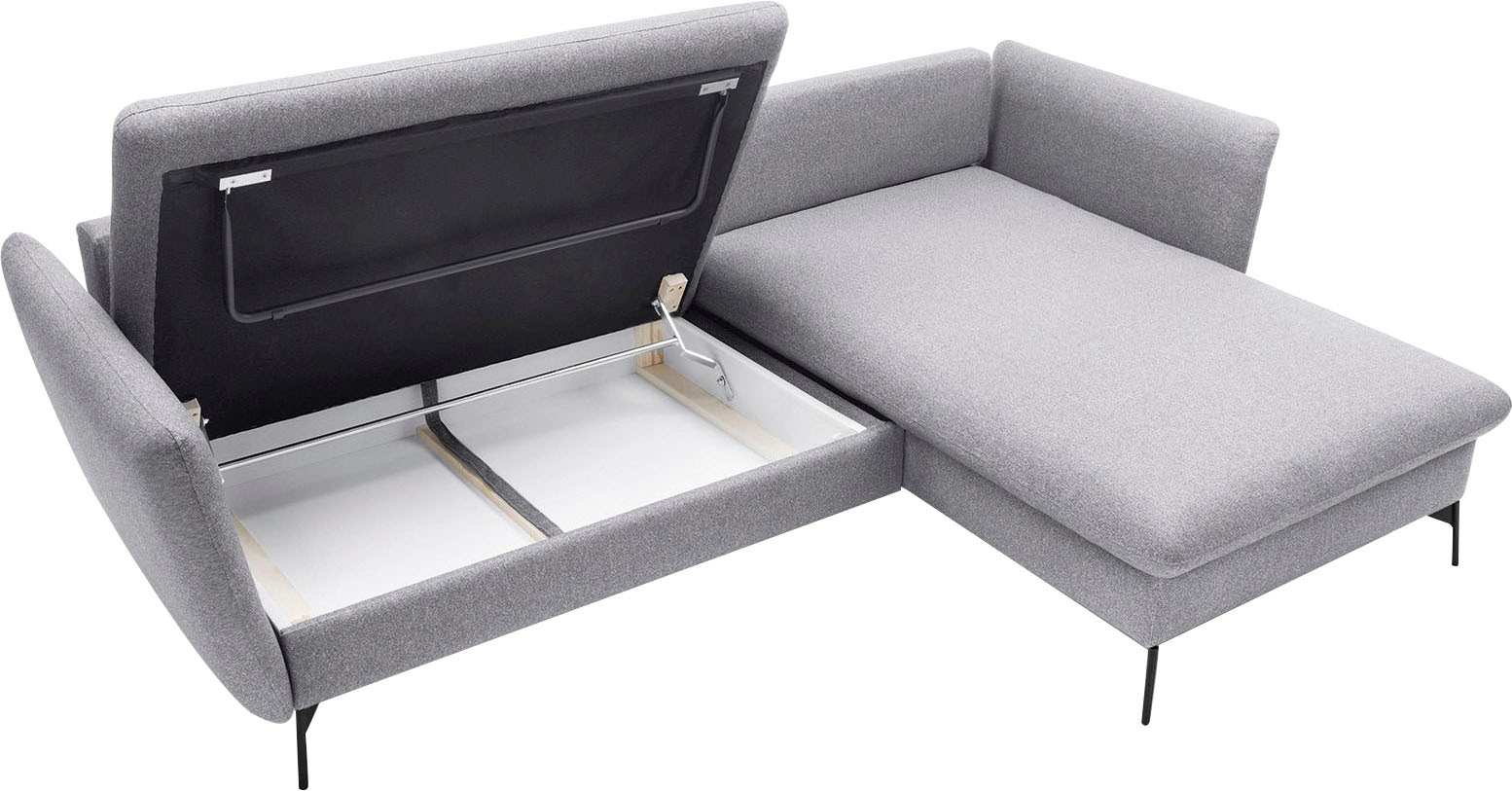 GOODproduct Ecksofa »LIVORNO,258 cm, L-Form,« Schlaffunktion u. Bettkasten (139/224cm), Samt, Struktur, Webstoff