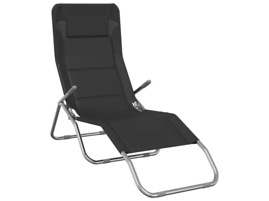 Chaises longues pliables 2 pcs noir textilène et acier