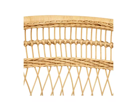 Fauteuil en Rotin Naturel et Bois d'Acajou H 82 cm
