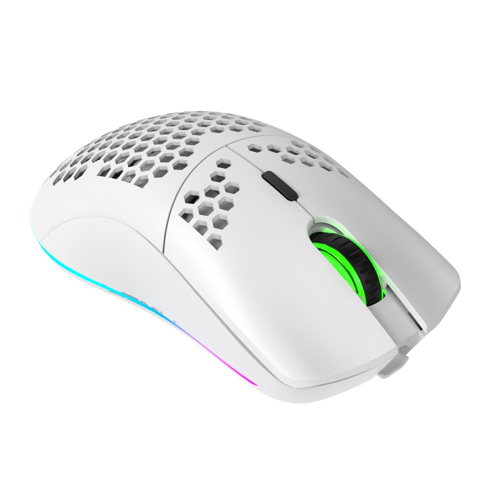 Optische Wireless Gaming Maus mit 3600 DPI   USB Dongle mit RGB LED Beleuchtung - Weiss