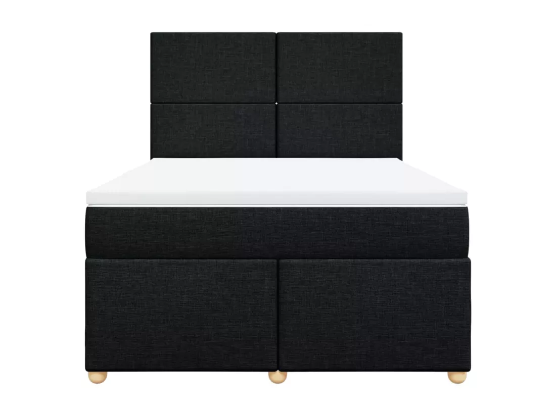 Sommier à lattes de lit avec matelas Noir 140x190 cm Tissu