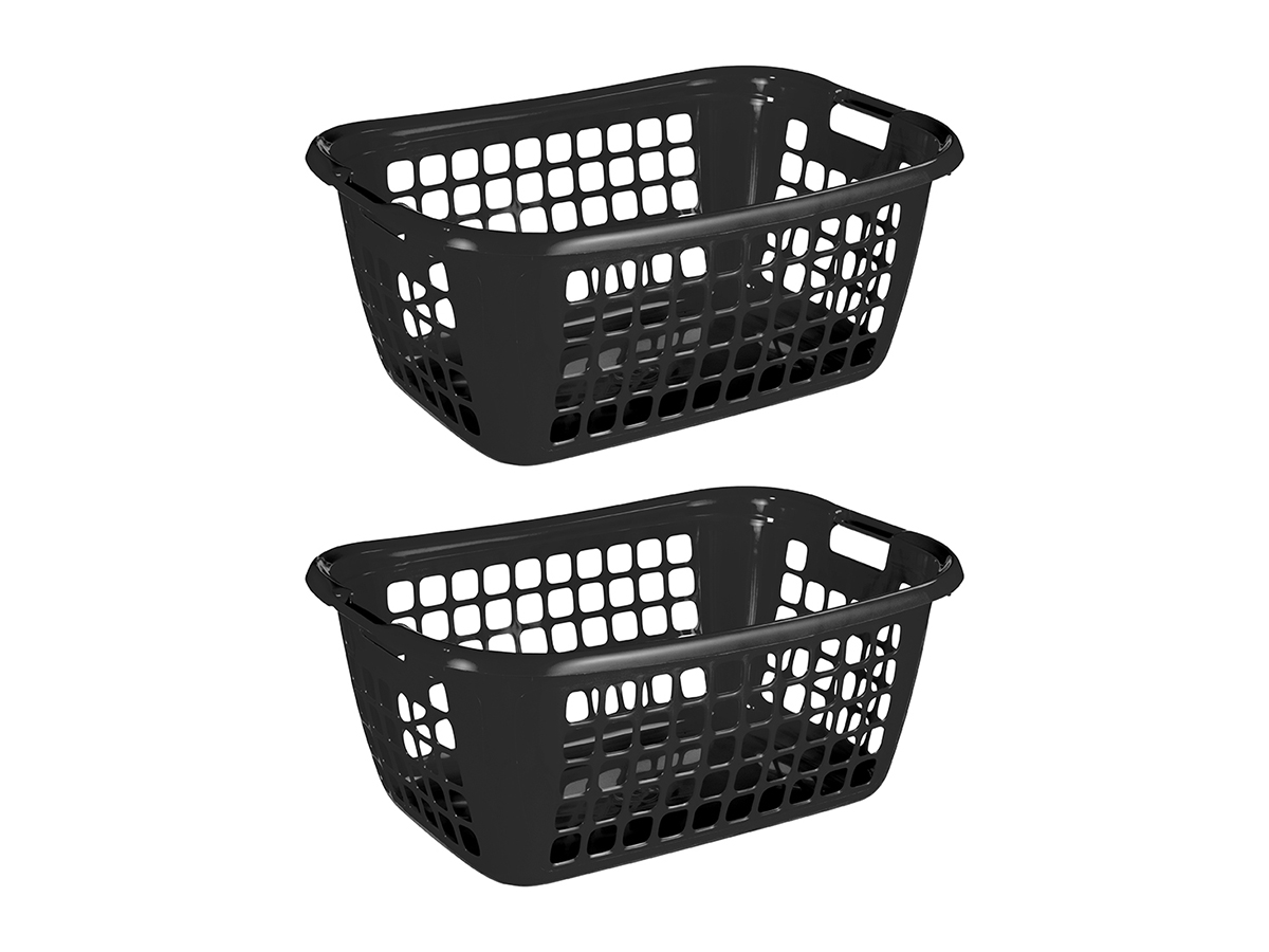 Sunware Basic Black 65 cm lage wasmand - Set van 2