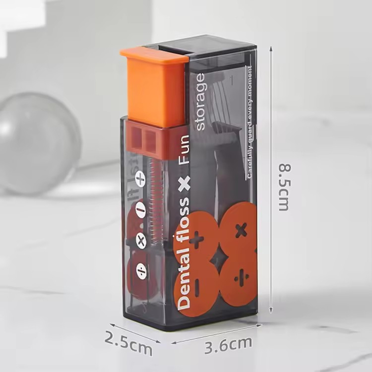 (85x36mm) Zahnseiden Spender Reise Aufbewahrungs Box Zahnpflege Sticks Organizer - Grau / Orange