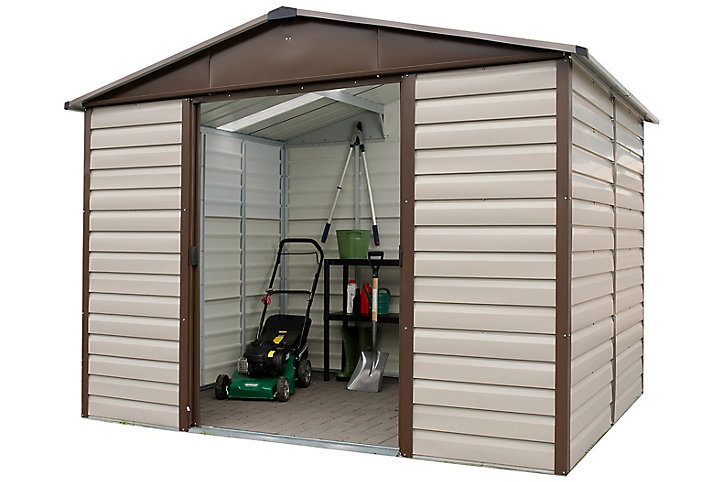 Abri de jardin Yardmaster TBSL en métal coloris beige et marron ép.0,3 mm surface extérieure 11,39 m²