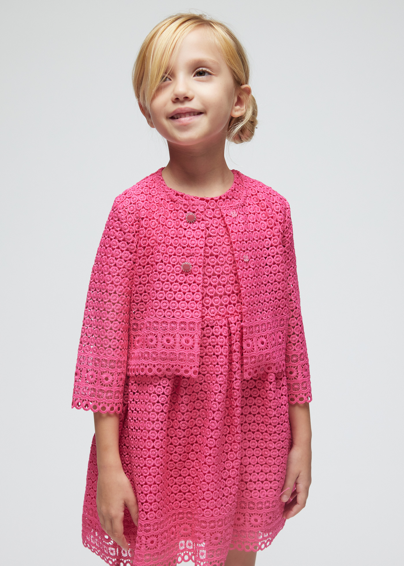 Jaqueta feminina de guipure, cor branco-creme