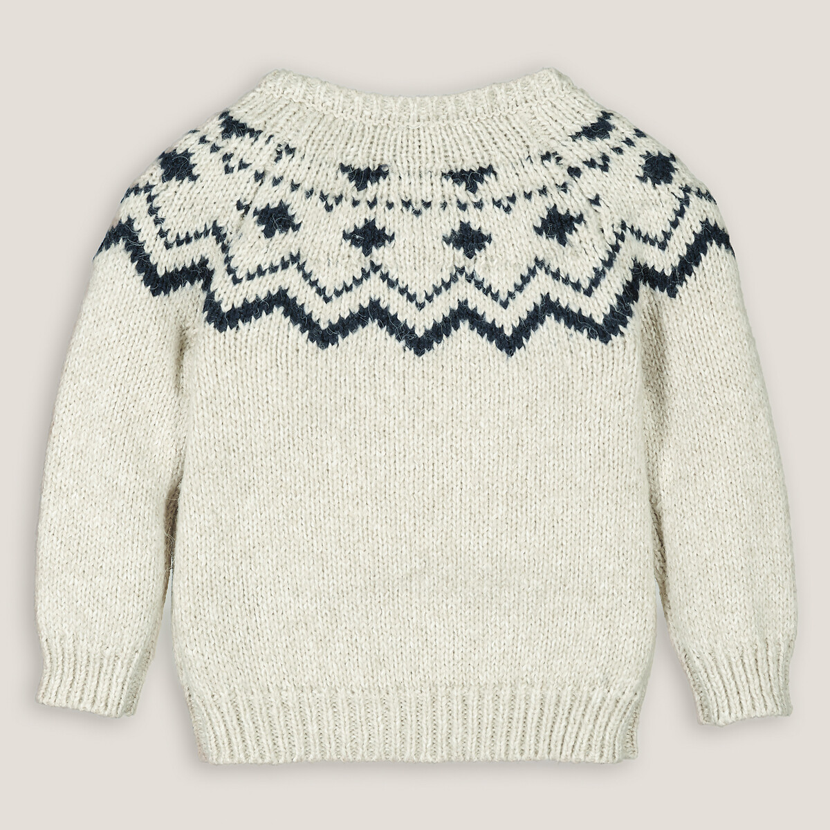 COLEÇÃO LA REDOUTE<br>Suéter de gola redonda em malha fina com padrão jacquard