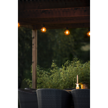 Konstsmide feestverlichting lichtsnoer 10 LED lampen extra warmwit met USB solarpanel 5 m