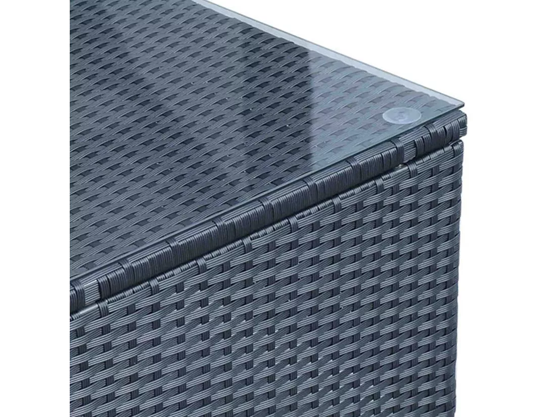 Table basse de jardin plateau verre trempé 5 mm rotin tressé 85 x 50 x 39cm Max. 50 kg noir