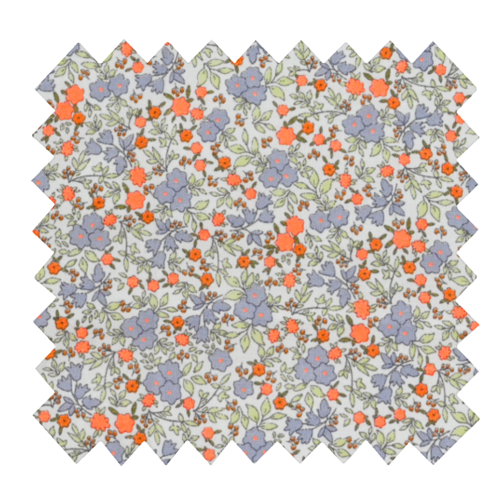 Tissu Coton Au Mètre Ex2430 Fleuri Mini Orange Fluo