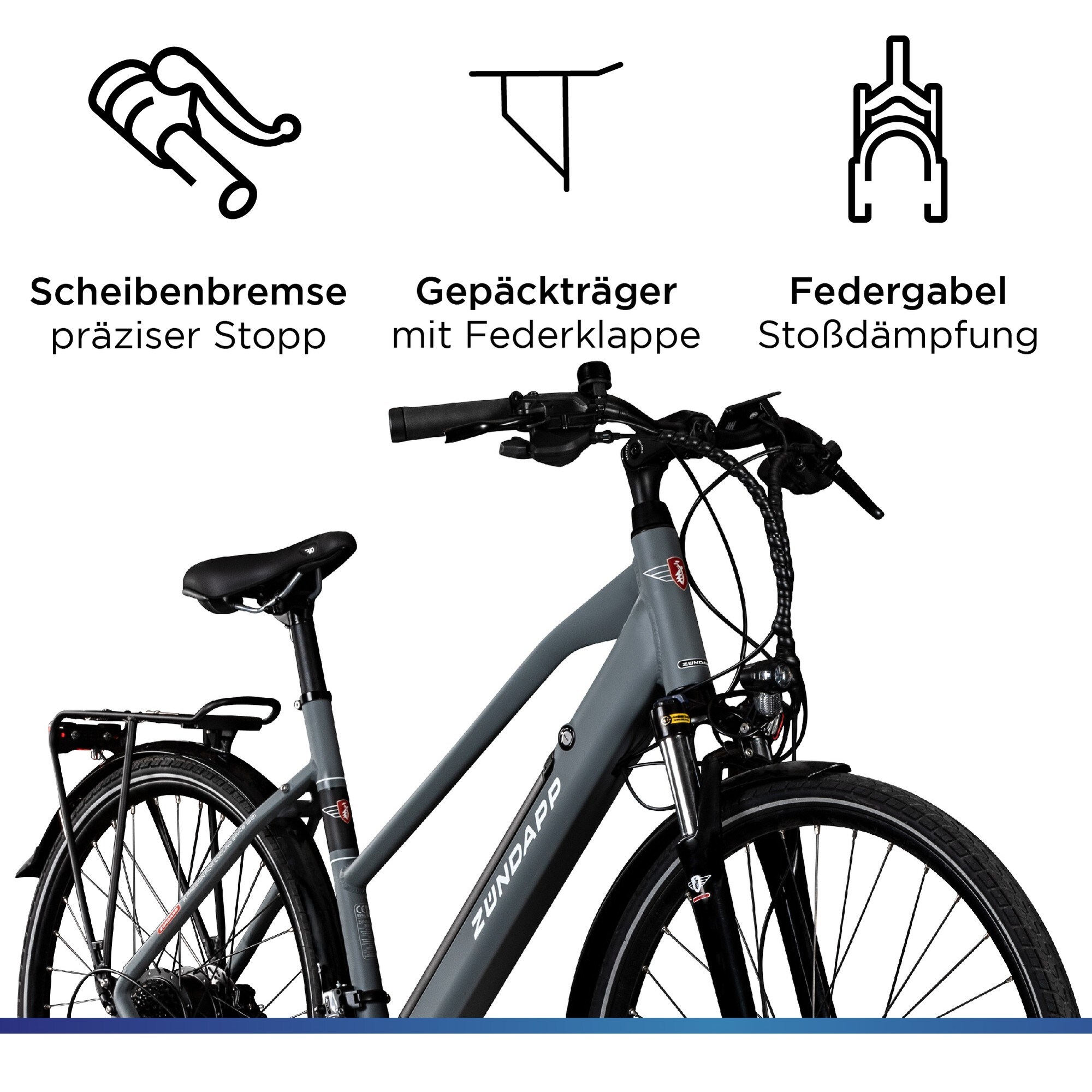 Zündapp Z810 E Bike Trekkingrad Damen ab 155 cm mit 24 Gängen und Beleuchtung StVZO