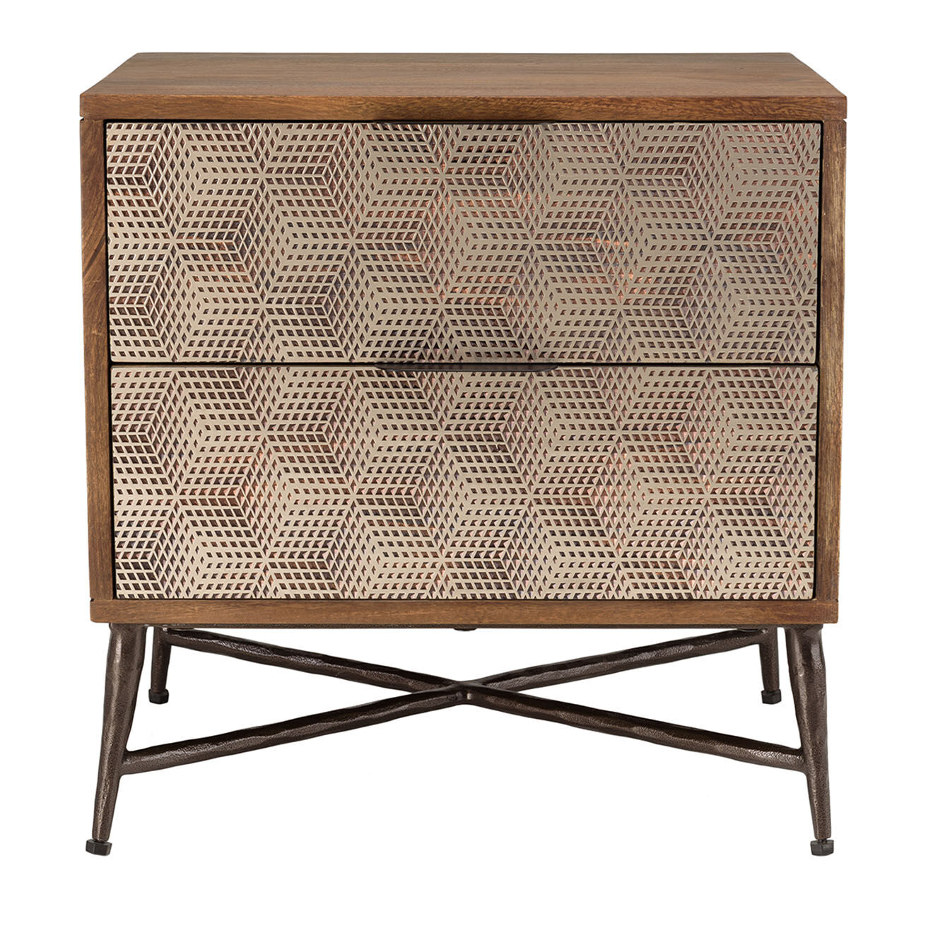 Macabane Chevet en bois de manguier 2 tiroirs Alix marron - 55x46x56 cm