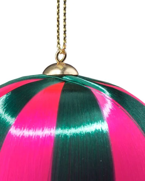 Boule de Noël en satin rayé