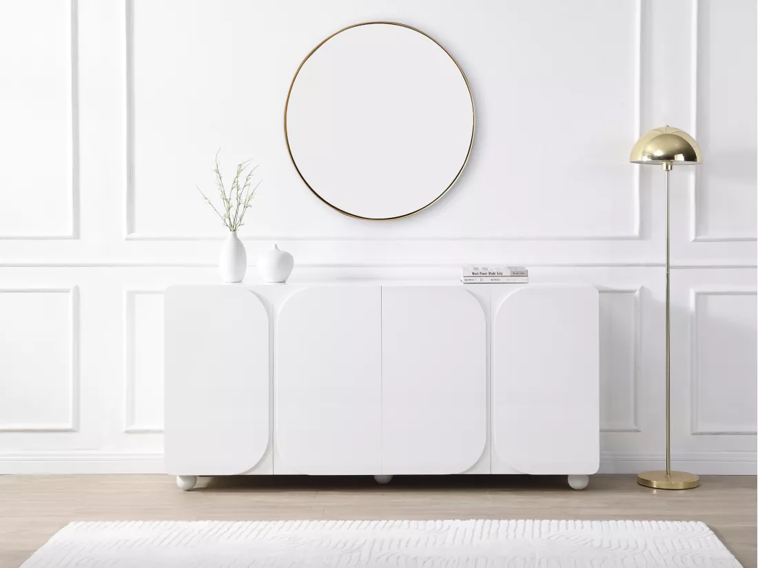 Buffet avec 4 portes en MDF - Blanc - YELDINIA
