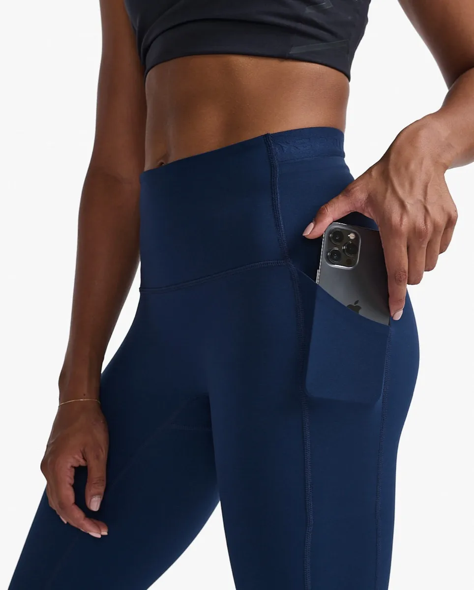 2XU Women's Form Stash Hi-Rise Compression 7/8 Midnight/White