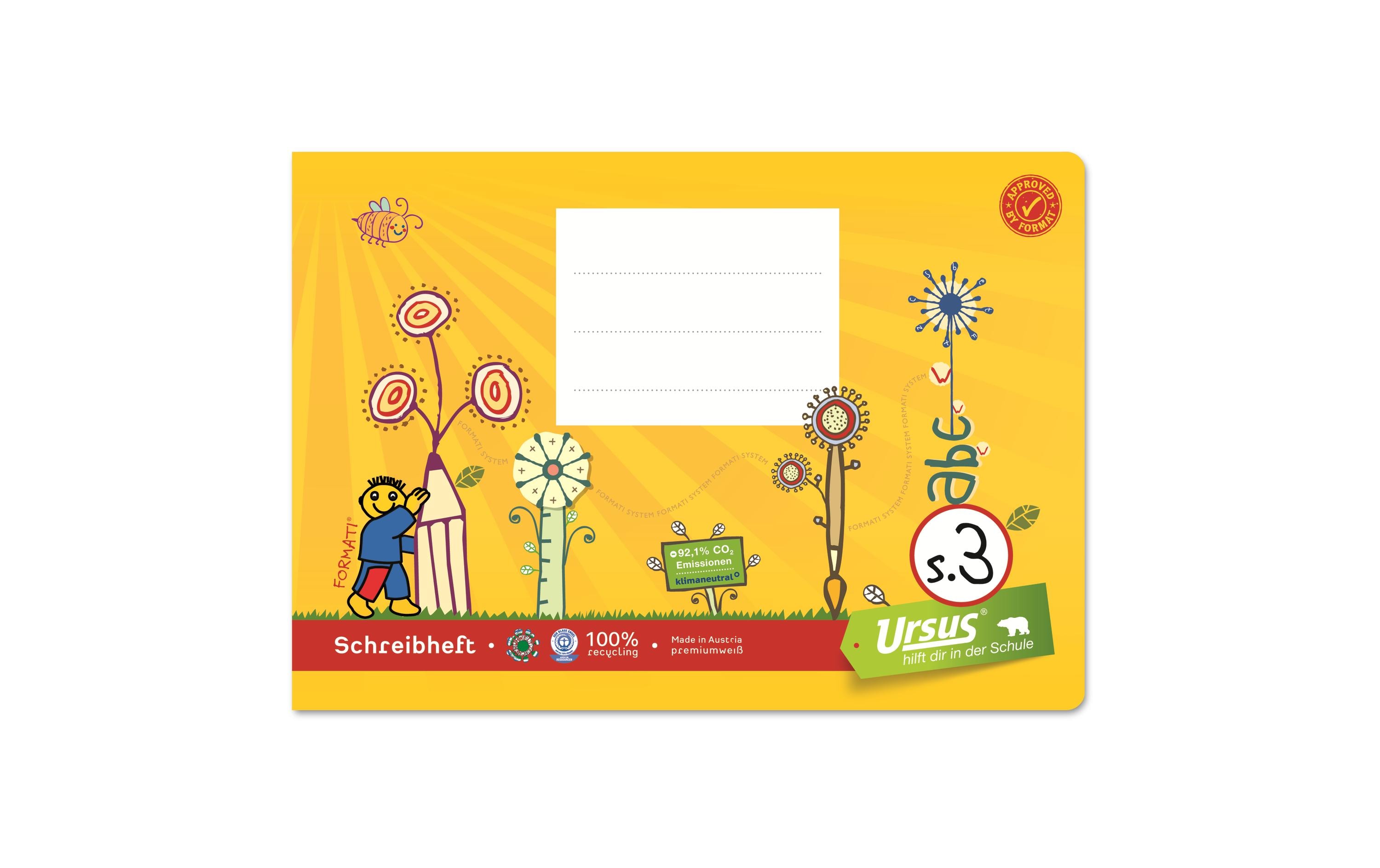 S.3 A5 quer, Liniert, GelbSchreibheft