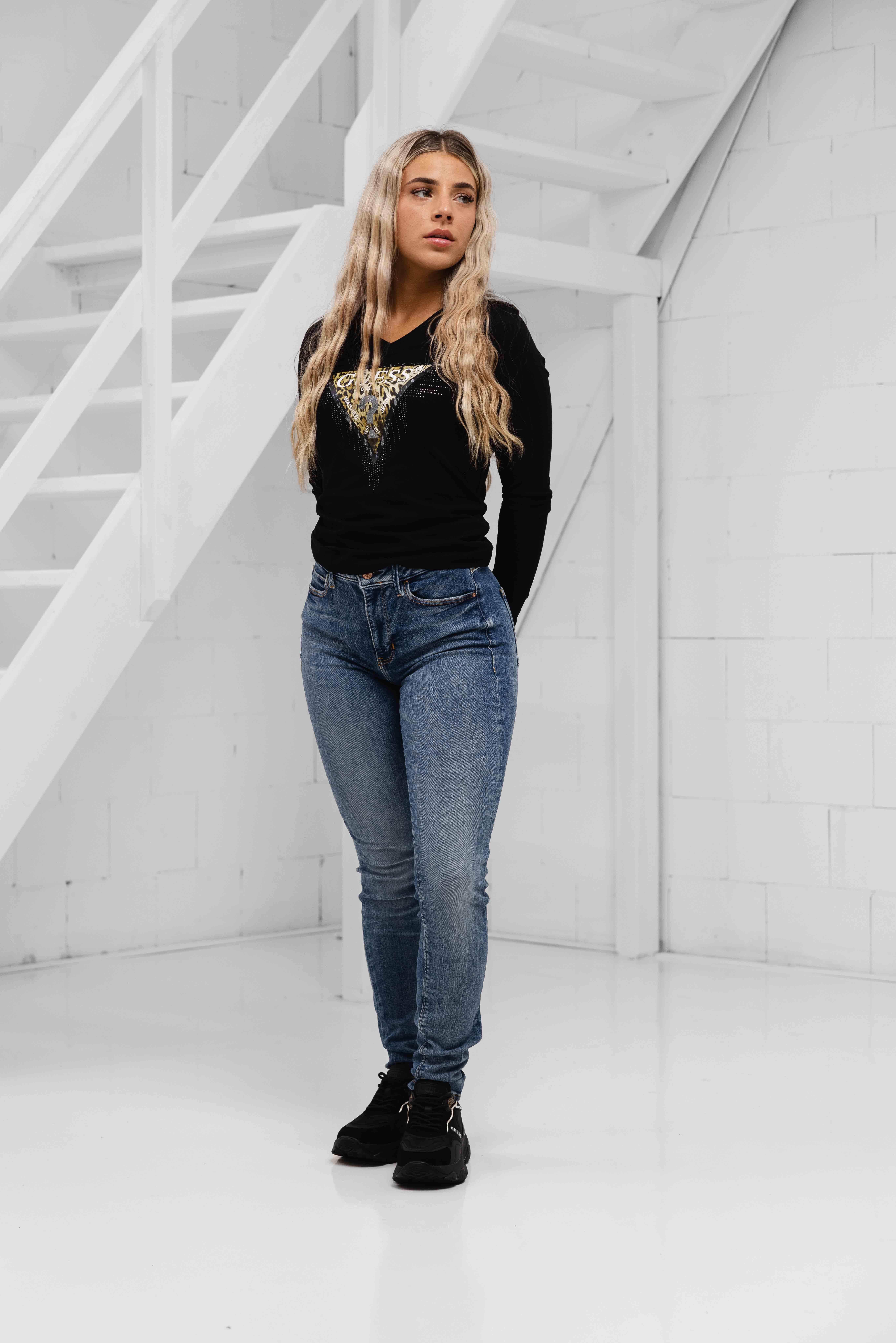Guess 1981 Skinny Jeans Dames Blauw