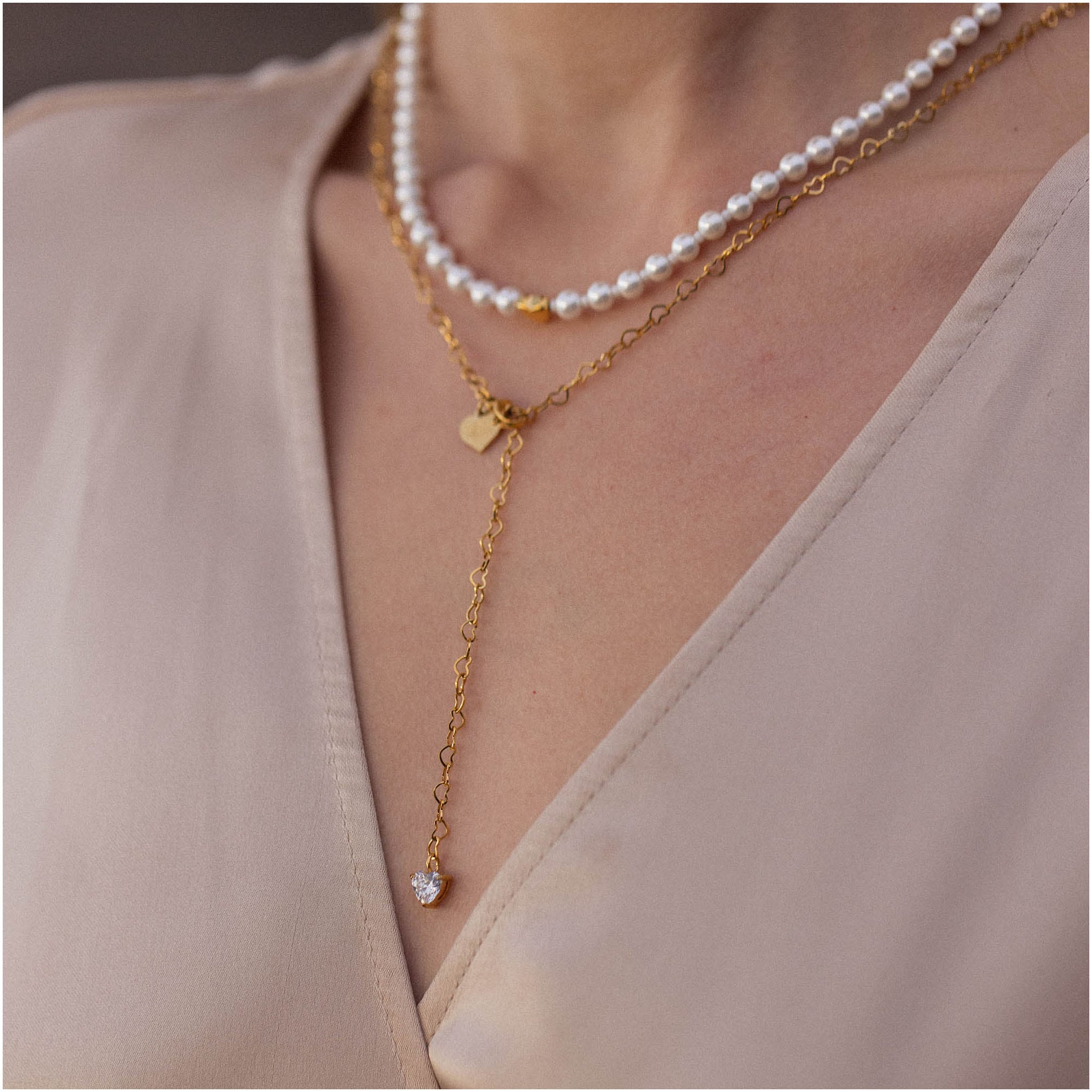 Purelei Y-Kette »Schmuck Geschenk Endless Love Herz Glitzer« mit Zirkonia (synth.)