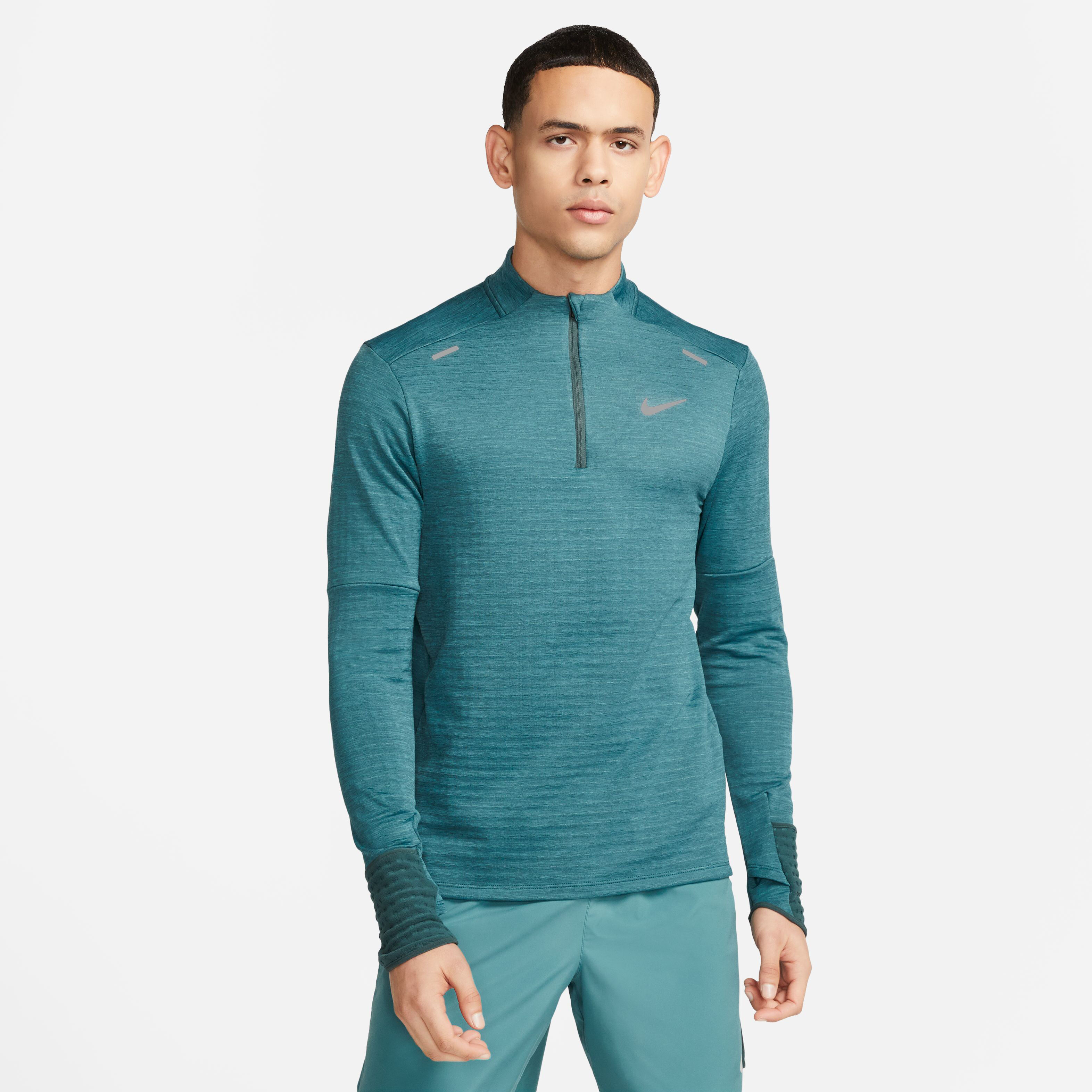 Nike TF Repel Element Half-Zip Quarter-Zip Running Top De Course Hommes - Bleu Petrol, Gris