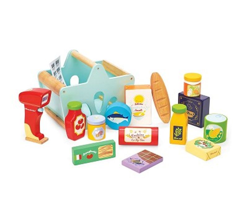 Le Toy Van Handlekurv med Varer og Skanner i tre
