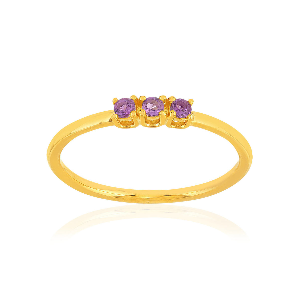 Bague or 375 jaune amethystes