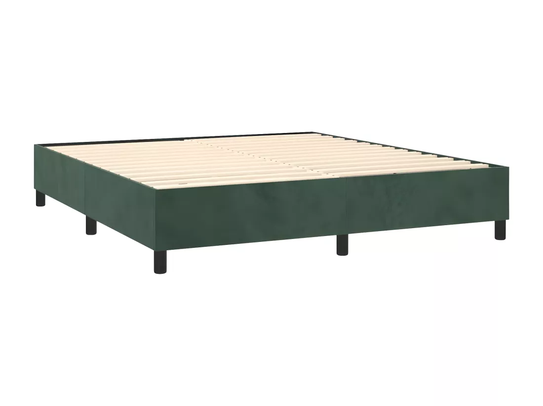 Sommier tapissier matelas et LED Vert foncé 160x200 cm Velours