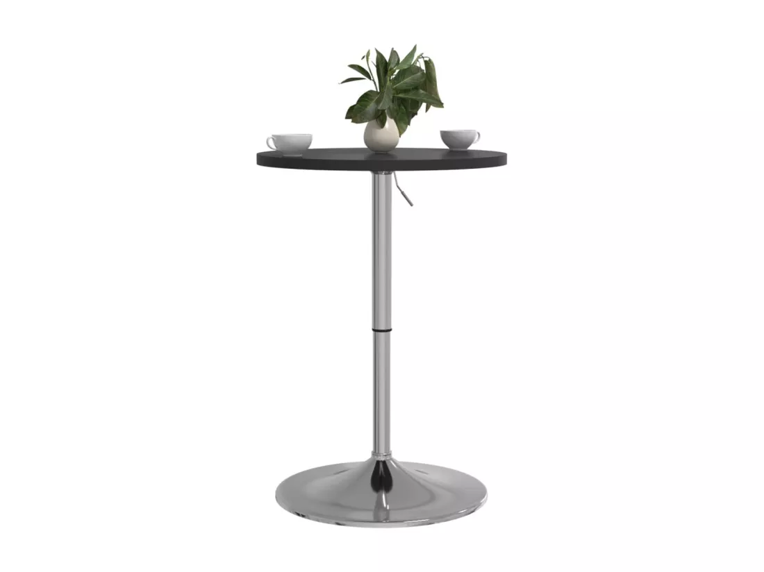 Table de bar noir 50x50x90 cm bois d'ingénierie et acier chromé