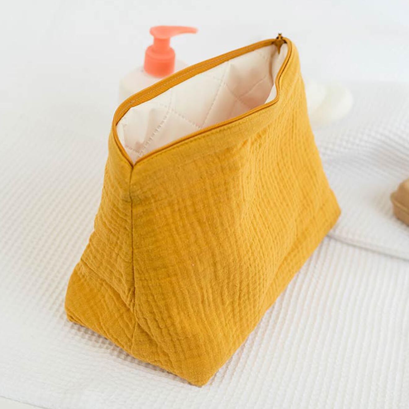 Papate Trousse de Toilette en Coton Bio honey - 23x17 cm