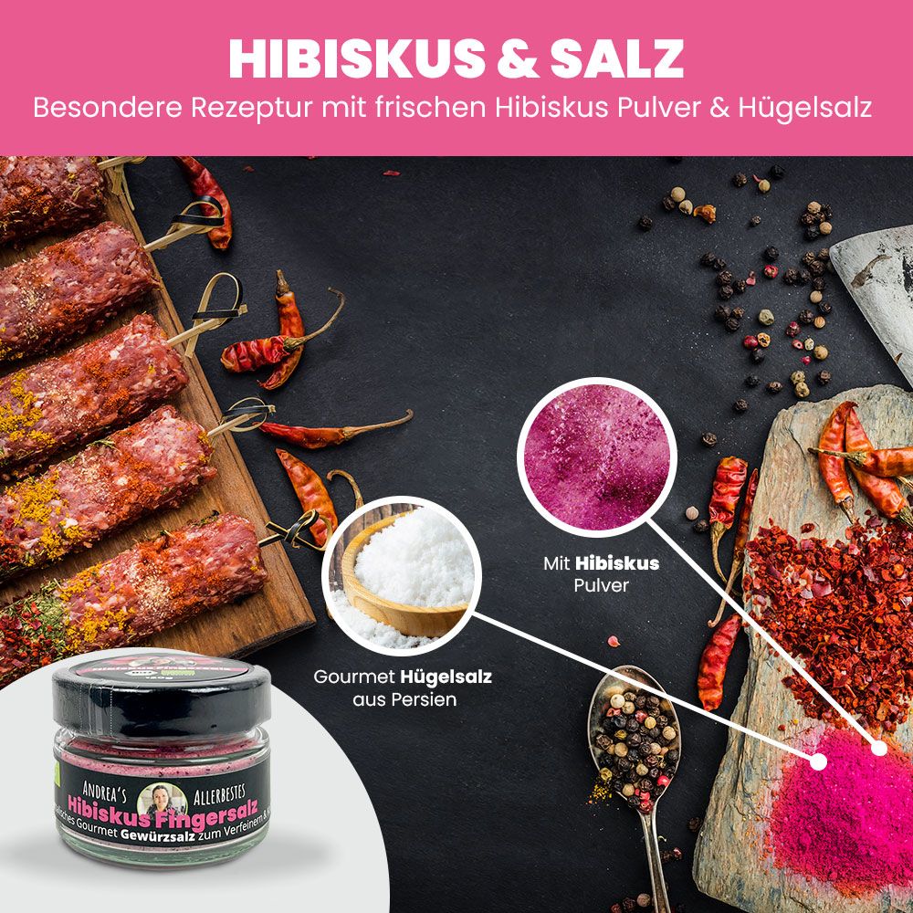 SANUUS® Gourmet Bio Hibiskus Gewürzsalz zum Kochen & Verfeinern